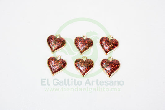 Dije #5 Esmaltado | Corazón con Brillos
