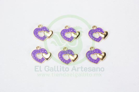 Dije #5 Esmaltado | Duo Corazón Colores