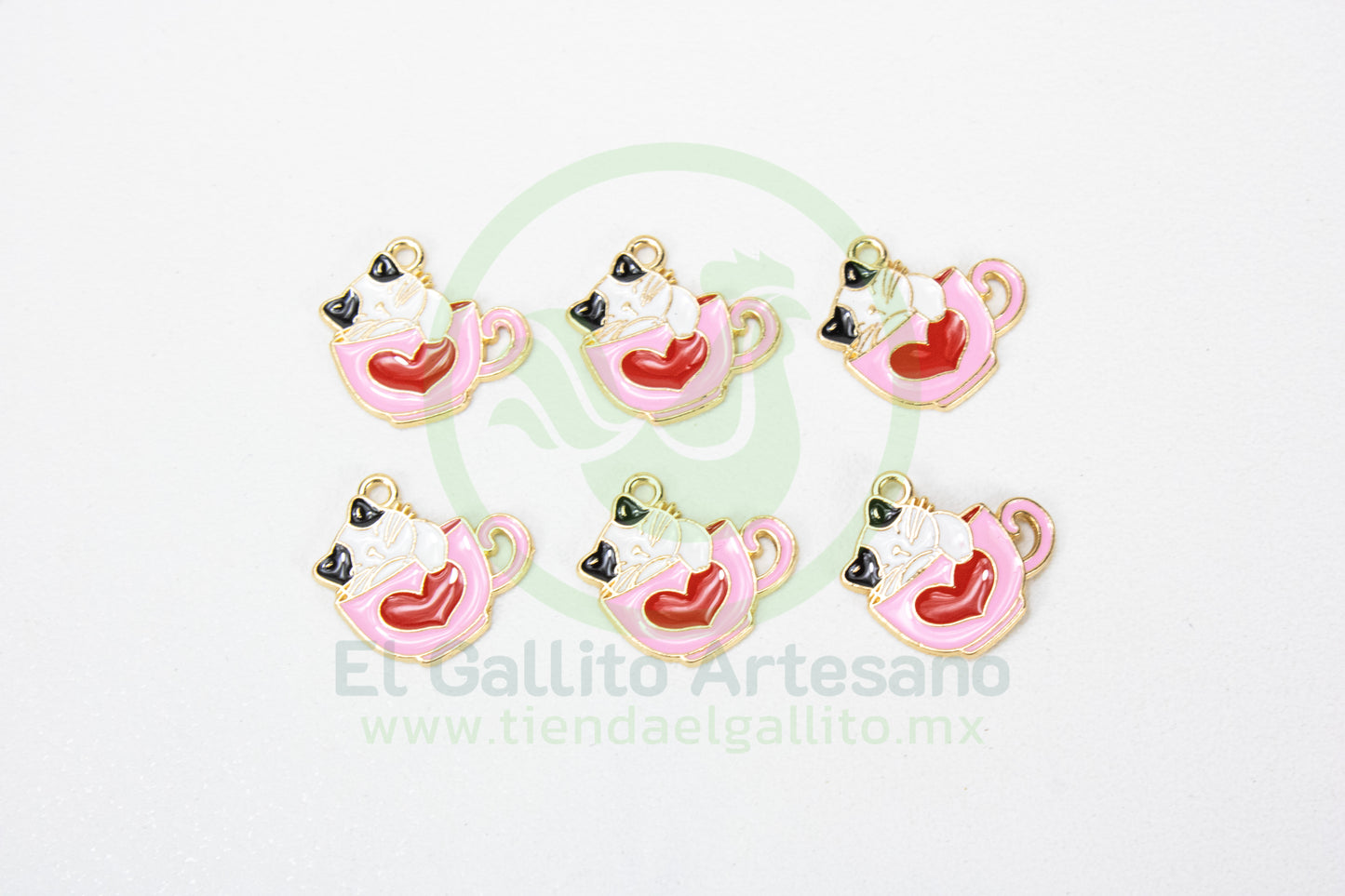 Dije #5 Esmaltado | Taza Gato Corazón Orejas N