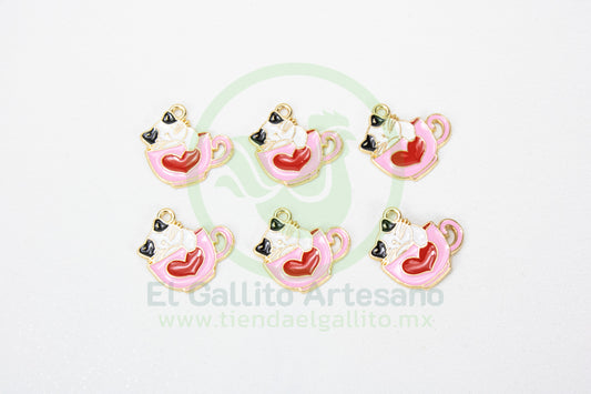 Dije #5 Esmaltado | Taza Gato Corazón Orejas N