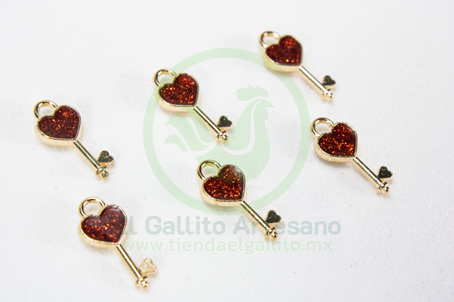 Dije #5 Esmaltado | Llave Corazón Colores