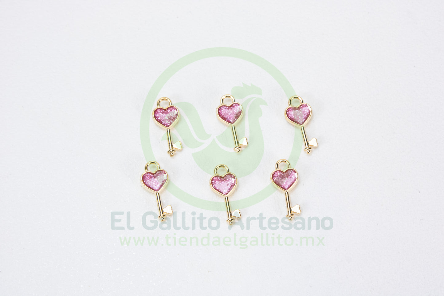 Dije #5 Esmaltado | Llave Corazón Colores