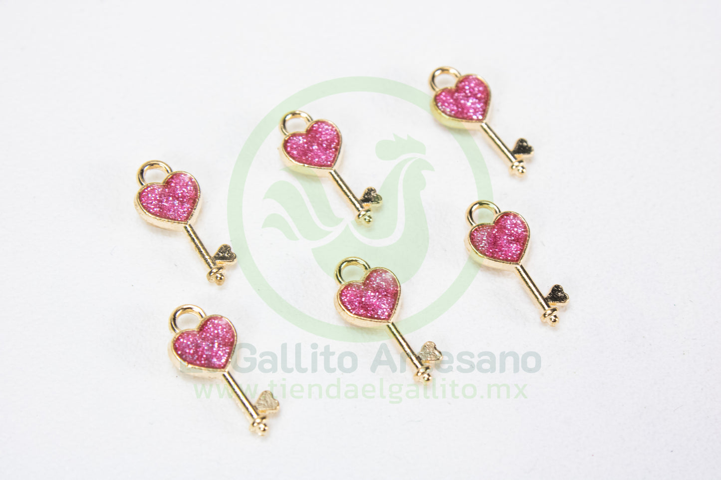 Dije #5 Esmaltado | Llave Corazón Colores