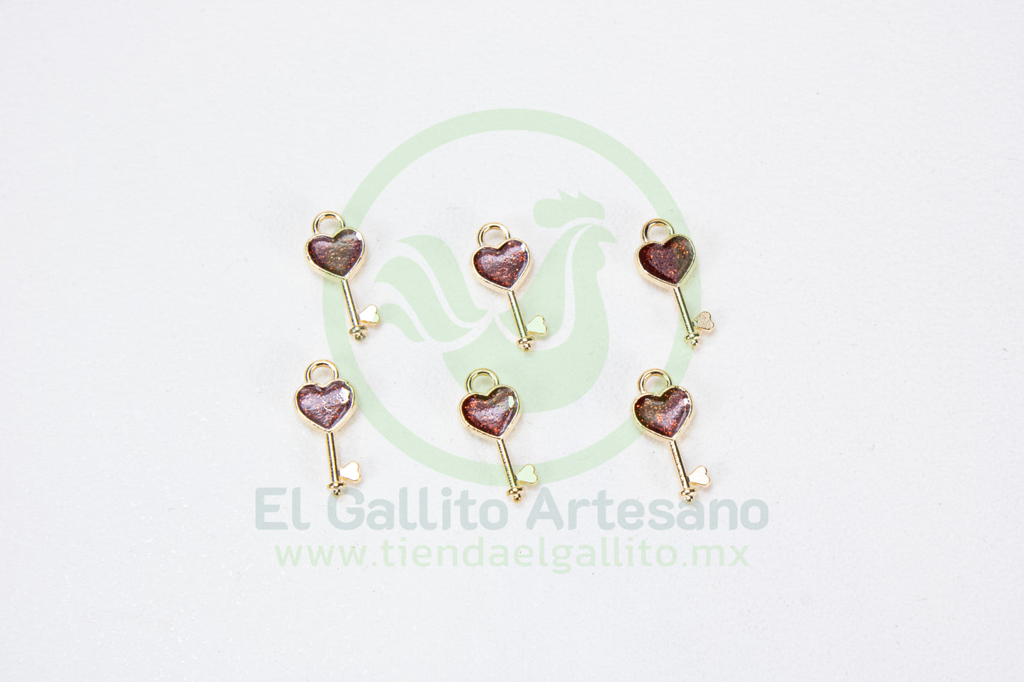Dije #5 Esmaltado | Llave Corazón Colores
