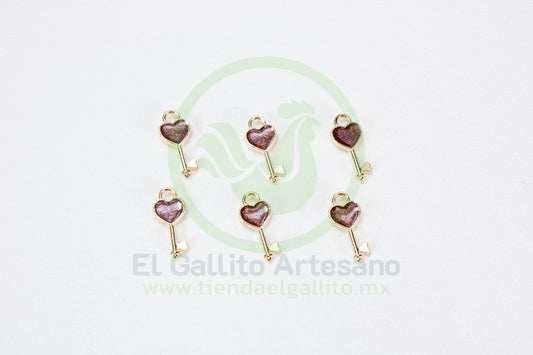 Dije #5 Esmaltado | Llave Corazón Colores