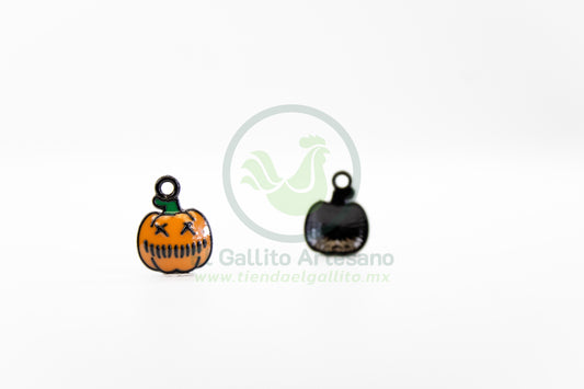 Calabaza Negra Naranja - Dije Metal Halloween