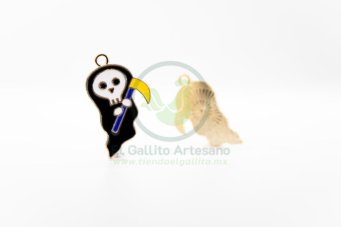 Calavera Guadaña Amarilla - Dije Metal Halloween