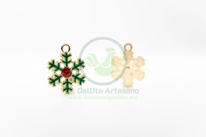 Copo Verde Cristal Rojo - Dije Metal Navideño