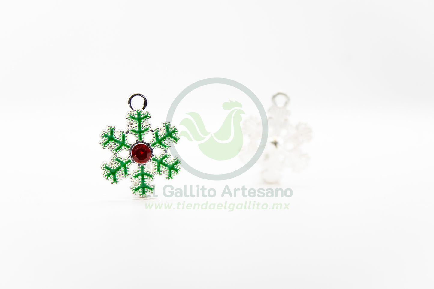 Copo Verde Cristal Rojo - Dije Metal Navideño