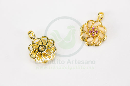 Dije Zirconia #218 | Flor Loto Fiusha Giratorio