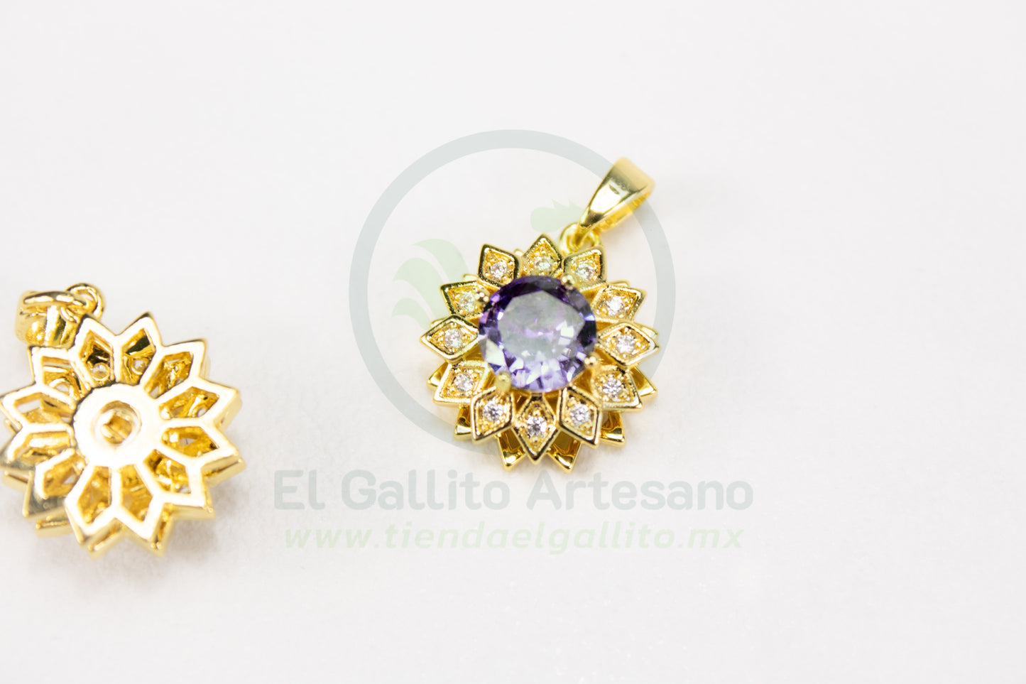Dije Zirconia #220 | Girasol Lila Giratorio
