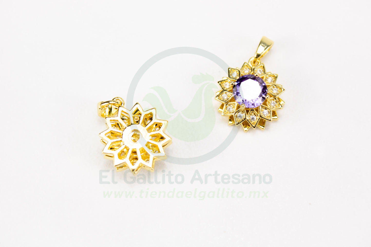 Dije Zirconia #220 | Girasol Lila Giratorio