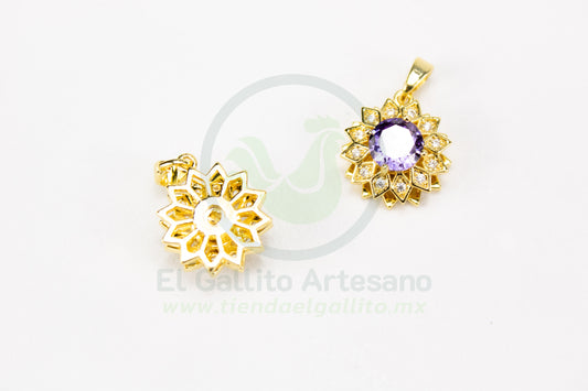 Dije Zirconia #220 | Girasol Lila Giratorio