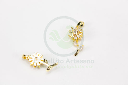 Dije Zirconia #222 | Flor Tallo Blanco