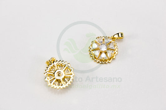 Dije Zirconia #223 | Flor Engrane Giratoria
