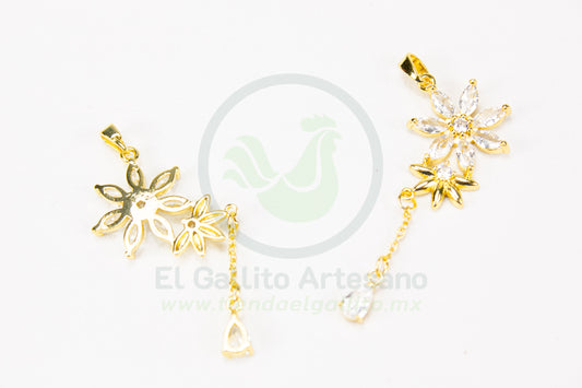 Dije Zirconia #244 | Flor Blanco con Gota