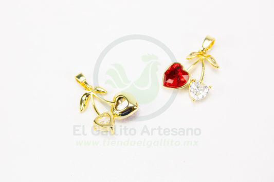 Dije Zirconia #252 | Cereza Corazones