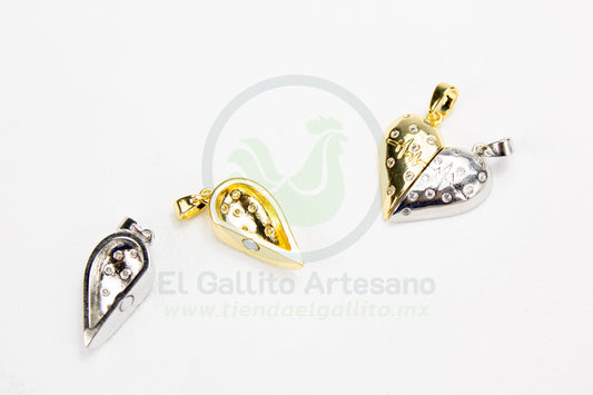 Dije Zirconia #262 | Corazón Dor y Plat Puntos 2pz