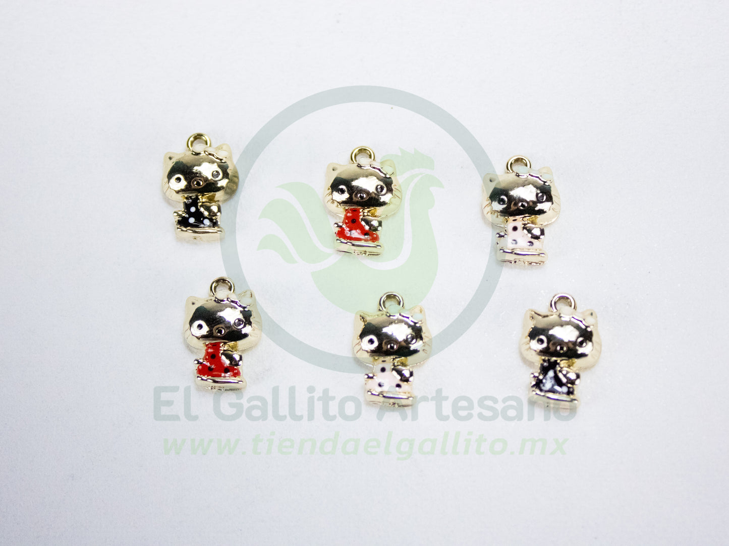 Dije #1 Esmaltado | Kitty Dorado Punteado