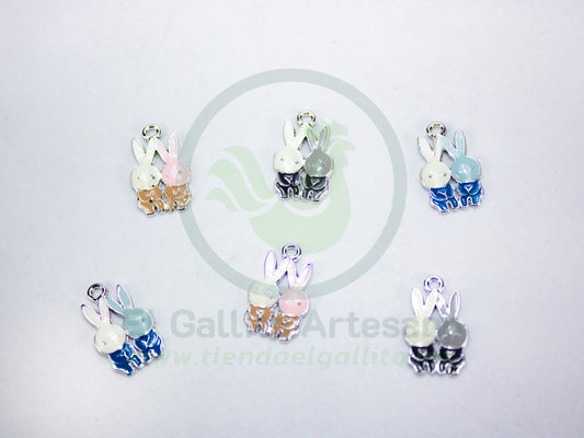 Dije #1 Esmaltado | Par De Conejos