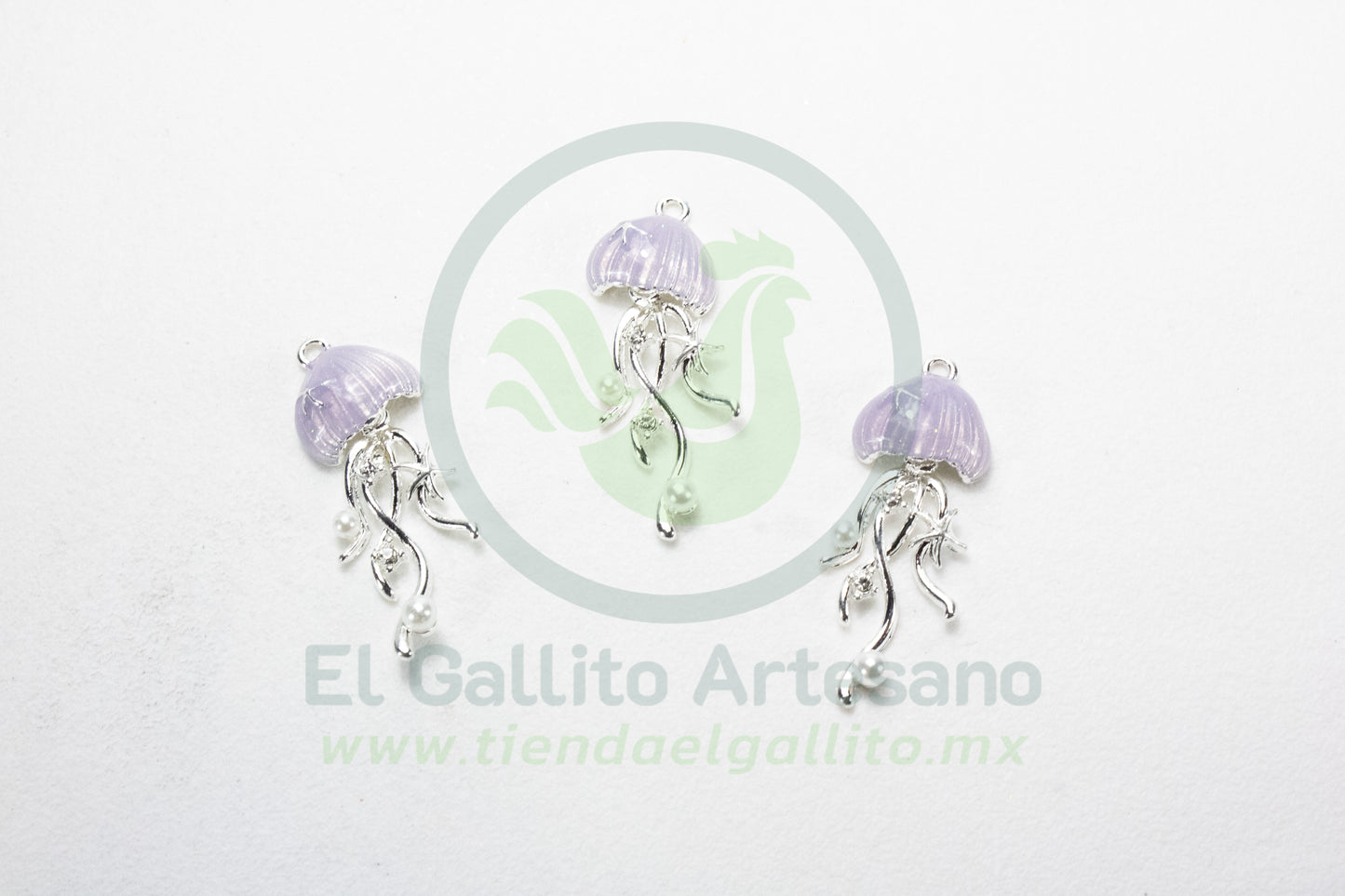 Dije #4 Esmaltado | Medusa Plateada