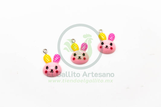 Conejo Orejas Bicolor - Dije Acrílico