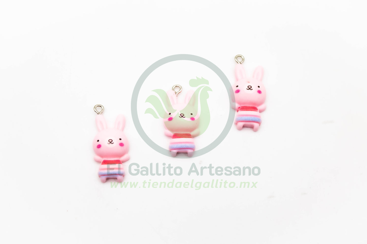 Conejo Rosa Colores - Dije Acrílico