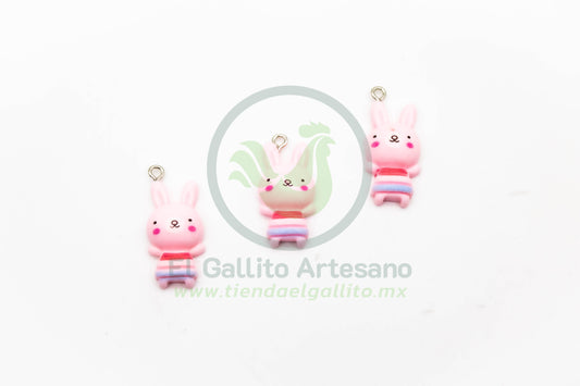 Conejo Rosa Colores - Dije Acrílico