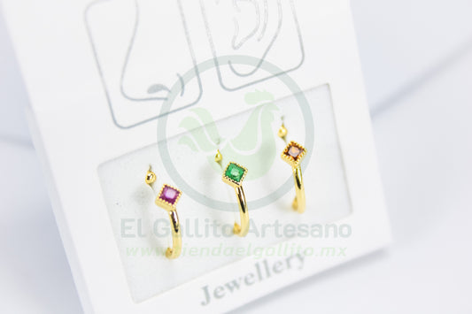Piercing 24-4 MD03 | 3 Piezas Gemas Colores