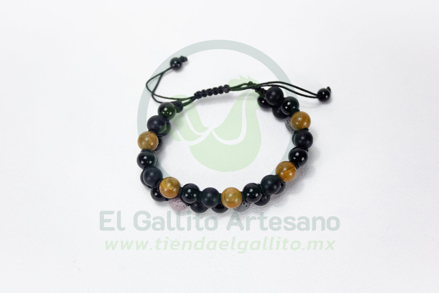 Pulsera A25-1 BLM #13 | Madera Clara Volcánico Dob