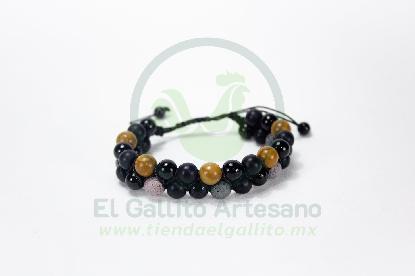 Pulsera A25-1 BLM #13 | Madera Clara Volcánico Dob