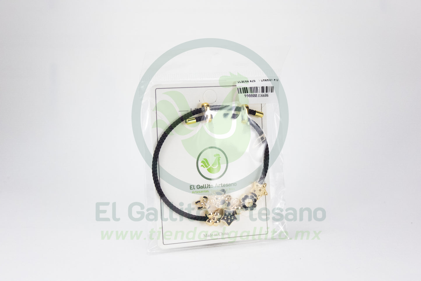 Pulsera A25-1 Charms #10 | Panda Flor Negro