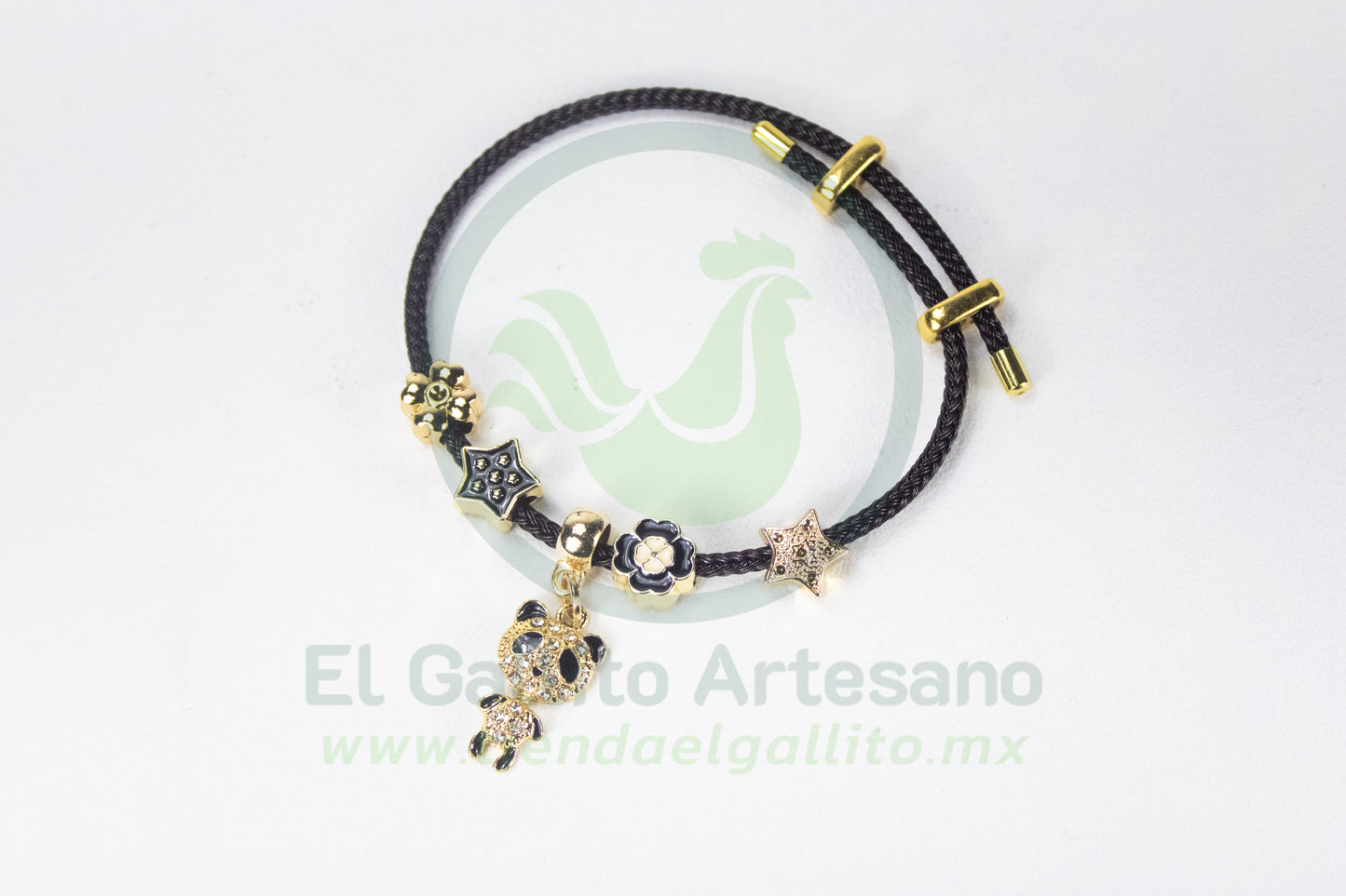 Pulsera A25-1 Charms #10 | Panda Flor Negro