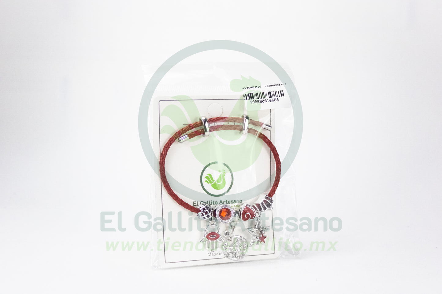 Pulsera A25-1 Charms #12 | Saturno Estrella Rojo