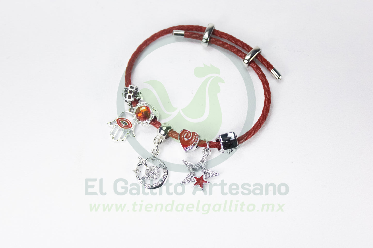 Pulsera A25-1 Charms #12 | Saturno Estrella Rojo