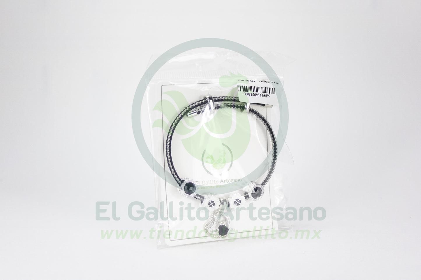 Pulsera A25-1 Charms #13 | Corazón Infinito Negr