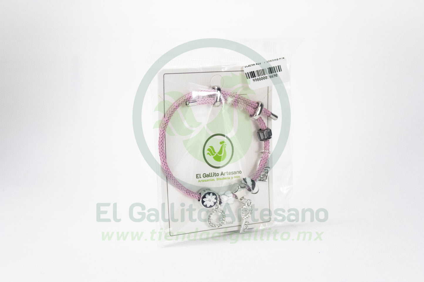 Pulsera A25-1 Charms #14 | Laves Candado Rosa