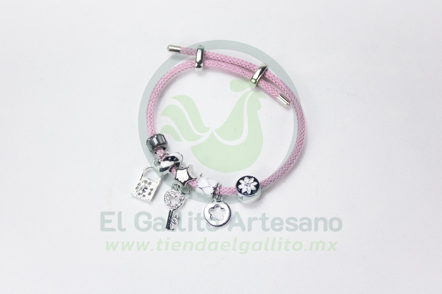 Pulsera A25-1 Charms #14 | Laves Candado Rosa