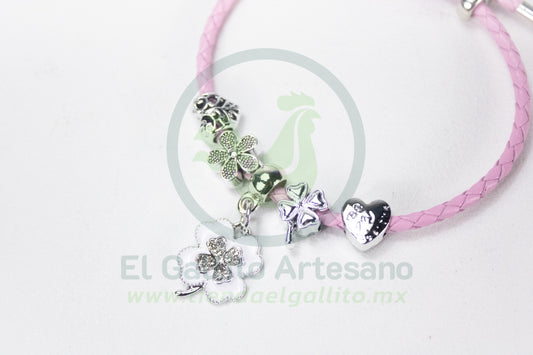 Pulsera A25-1 Charms #16 | Trébol Suerte Blanco