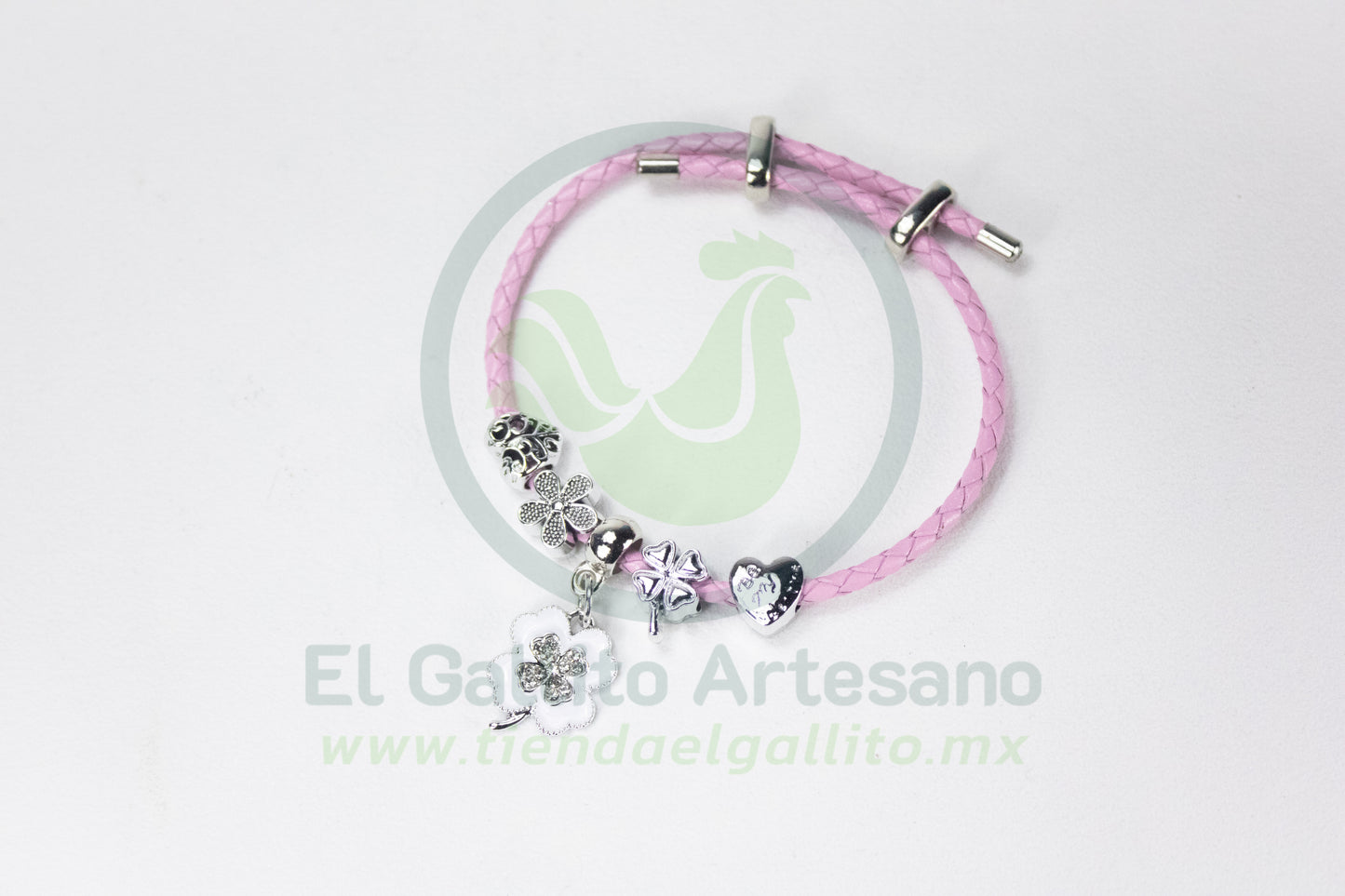Pulsera A25-1 Charms #16 | Trébol Suerte Blanco