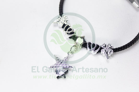 Pulsera A25-1 Charms #18 | Estrellas Negro