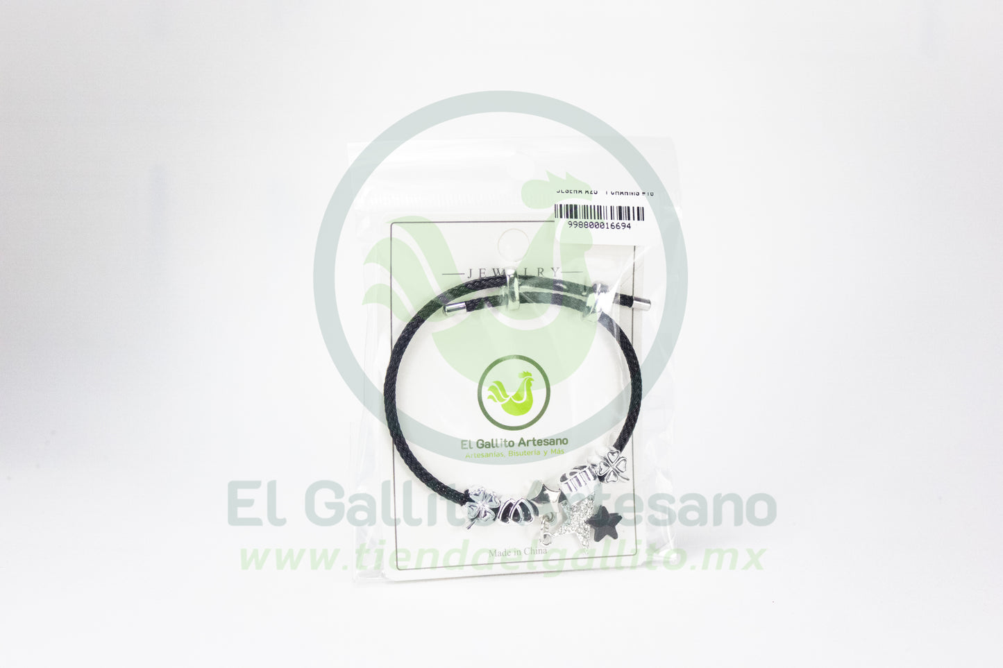 Pulsera A25-1 Charms #18 | Estrellas Negro