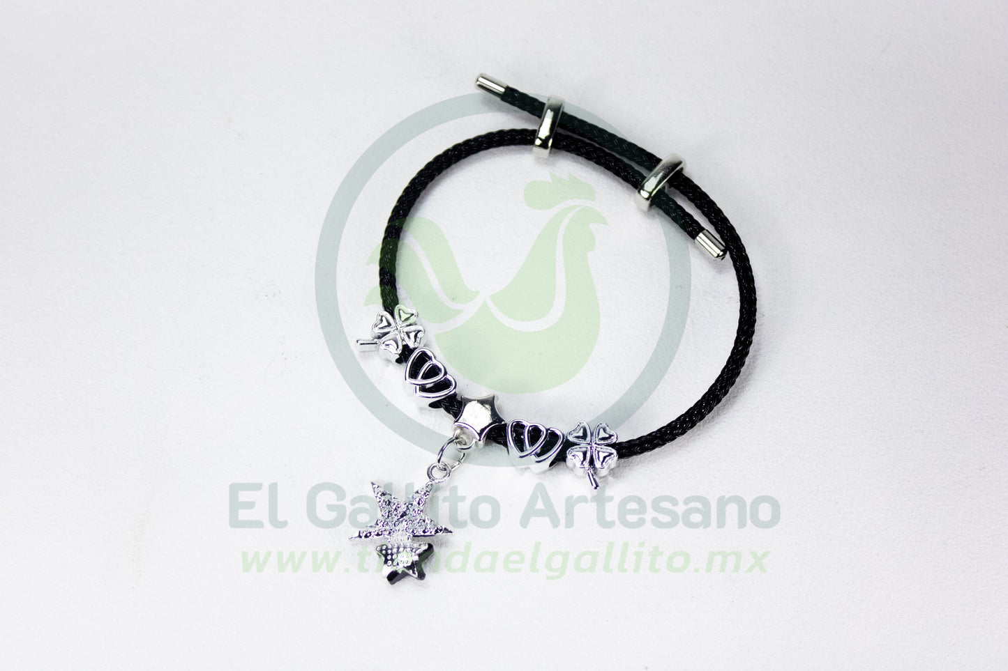 Pulsera A25-1 Charms #18 | Estrellas Negro