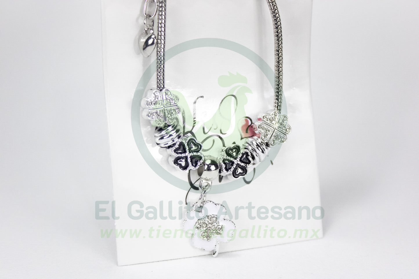 Pulsera A25-1 Charms #24 | Trébol Blanco