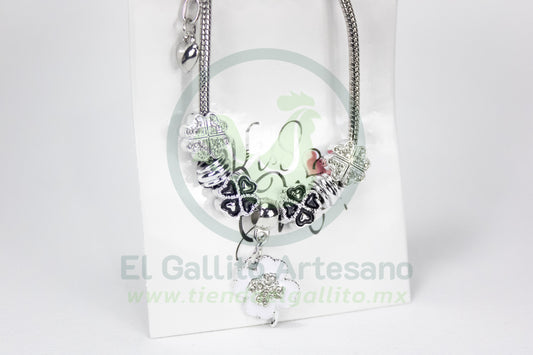 Pulsera A25-1 Charms #24 | Trébol Blanco