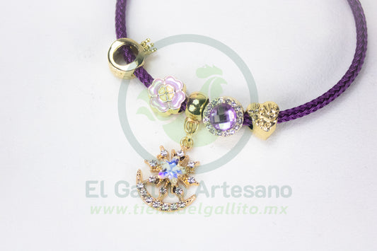 Pulsera A25-1 Charms #04 | Estrella Morado