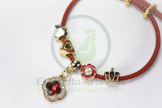 Pulsera A25-1 Charms #08 | Trébol Roja