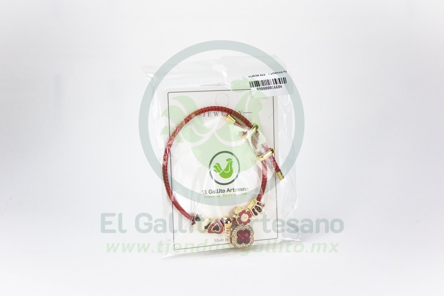 Pulsera A25-1 Charms #08 | Trébol Roja