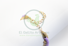 Cargar imagen en el visor de la galería, Pulsera Caddj MD01 | Pucca Chip Amatista Flor Turq
