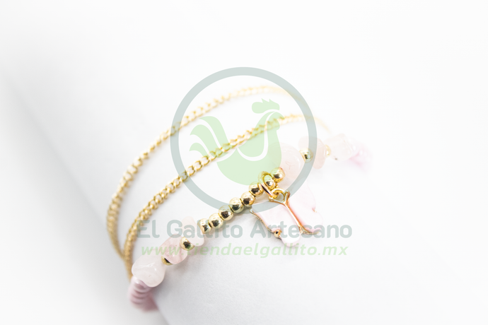 Pulsera Caddj MD03 | Chaquiron Chip Rosa Mariposa